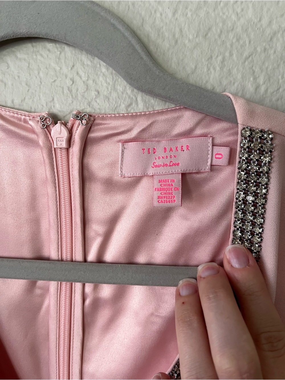 Ted Baker Light Pink Sleeveless Dress with Crystal Cross-Strap Women's Size 0/2 - Picture 14 of 14